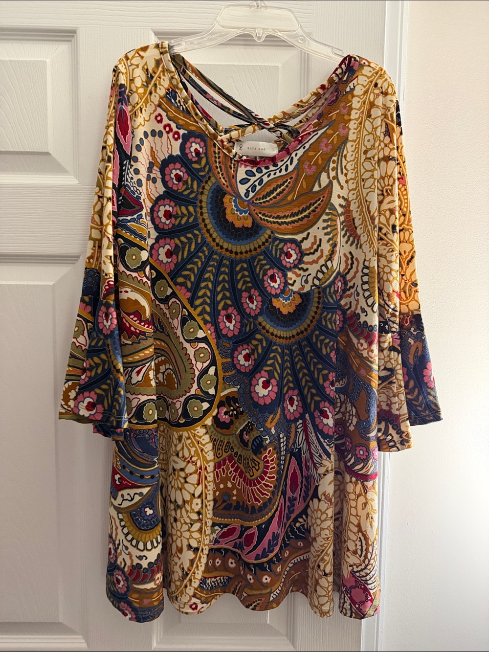 Vintage-Inspired Paisley Midi Dress in Mustard Multi - Unknown Brand